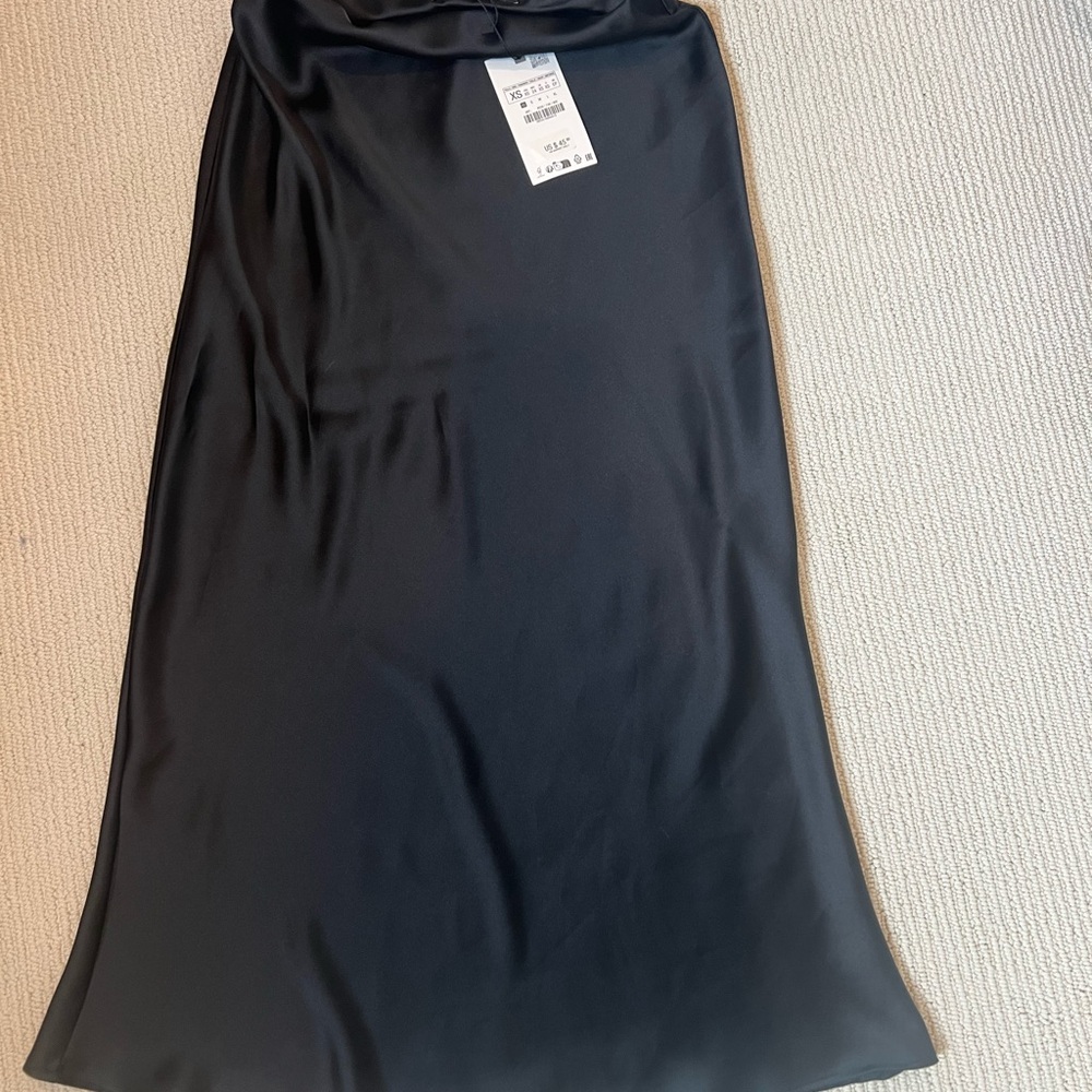 Elegant Black Satin Skirt